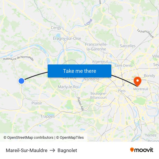 Mareil-Sur-Mauldre to Bagnolet map