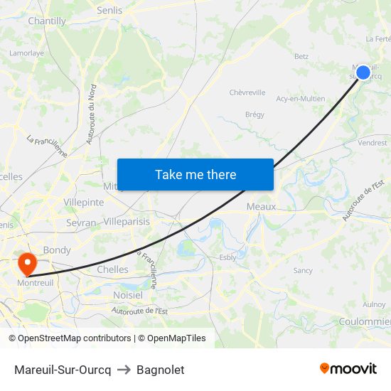 Mareuil-Sur-Ourcq to Bagnolet map