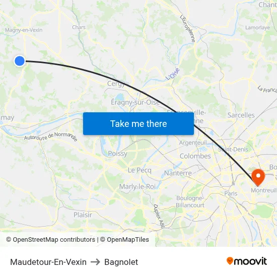 Maudetour-En-Vexin to Bagnolet map