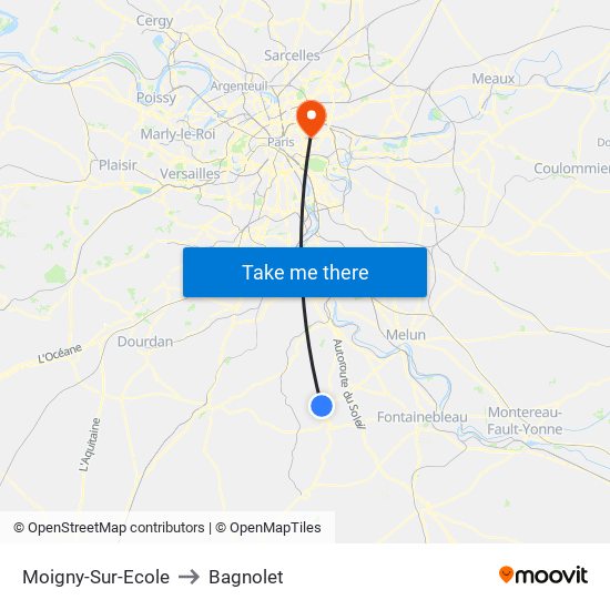 Moigny-Sur-Ecole to Bagnolet map