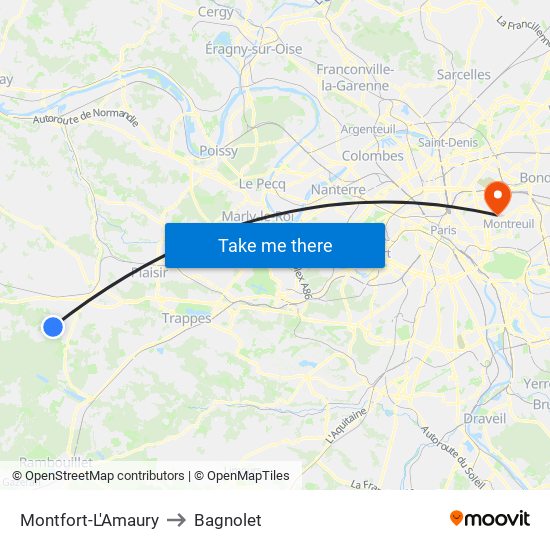 Montfort-L'Amaury to Bagnolet map