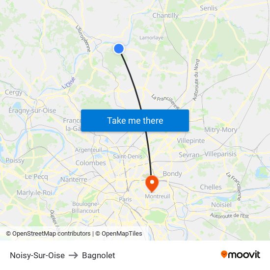 Noisy-Sur-Oise to Bagnolet map