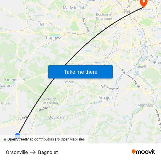 Orsonville to Bagnolet map