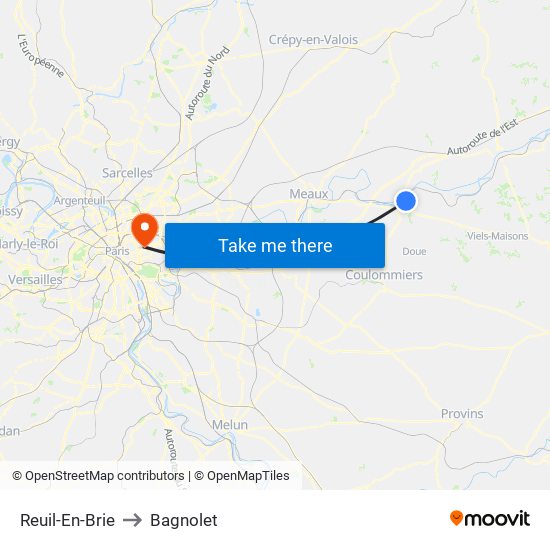 Reuil-En-Brie to Bagnolet map