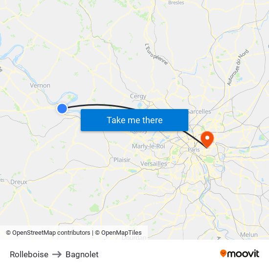 Rolleboise to Bagnolet map