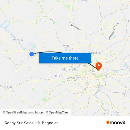 Rosny-Sur-Seine to Bagnolet map