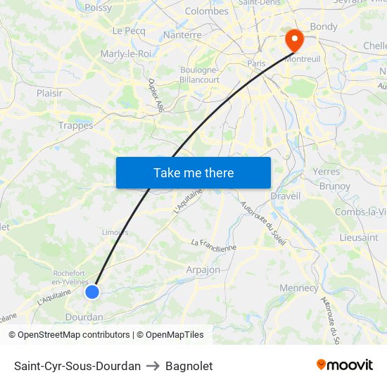 Saint-Cyr-Sous-Dourdan to Bagnolet map