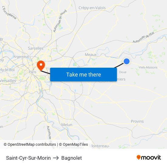 Saint-Cyr-Sur-Morin to Bagnolet map