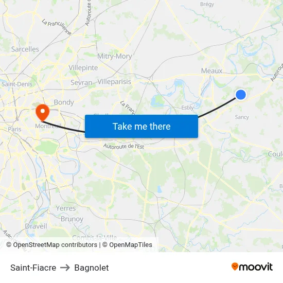 Saint-Fiacre to Bagnolet map