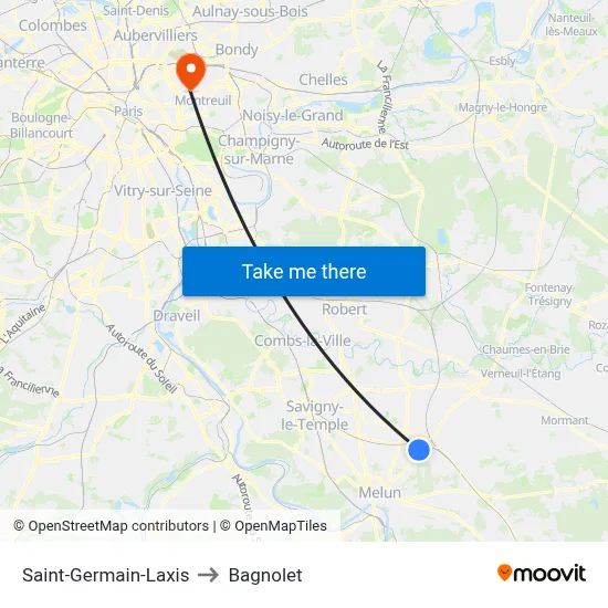 Saint-Germain-Laxis to Bagnolet map