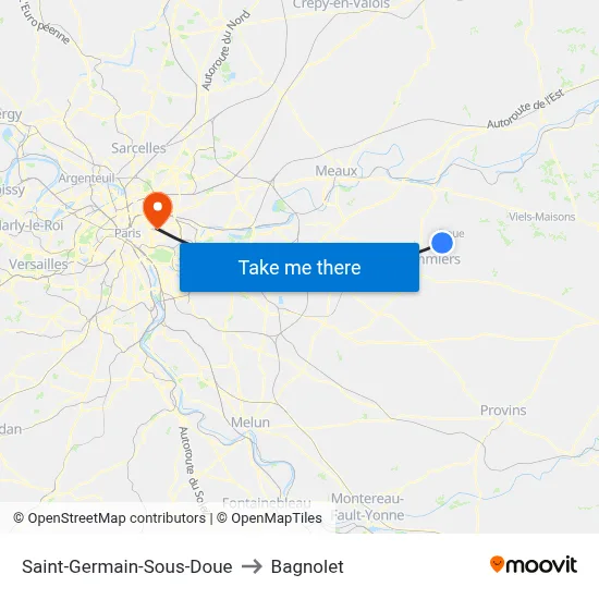 Saint-Germain-Sous-Doue to Bagnolet map