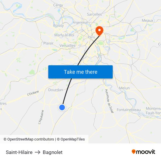 Saint-Hilaire to Bagnolet map