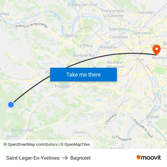 Saint-Leger-En-Yvelines to Bagnolet map