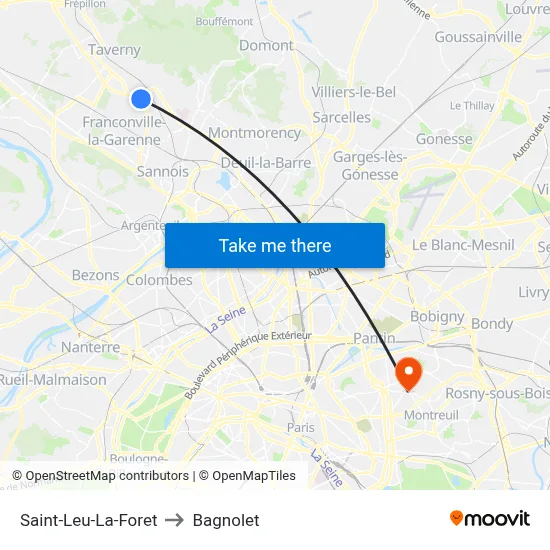 Saint-Leu-La-Foret to Bagnolet map