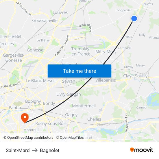 Saint-Mard to Bagnolet map