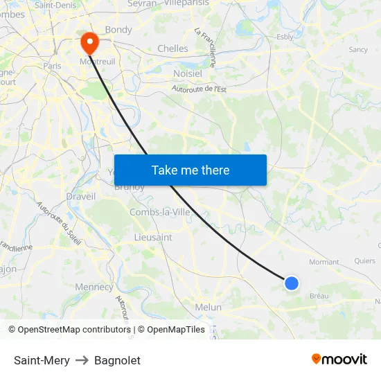 Saint-Mery to Bagnolet map