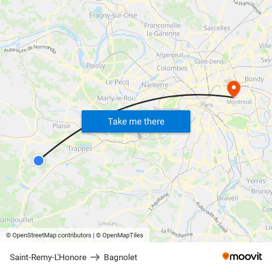 Saint-Remy-L'Honore to Bagnolet map