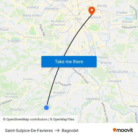 Saint-Sulpice-De-Favieres to Bagnolet map