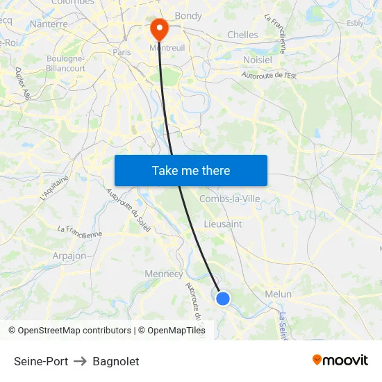 Seine-Port to Bagnolet map