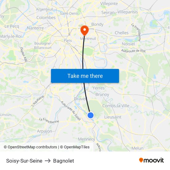 Soisy-Sur-Seine to Bagnolet map