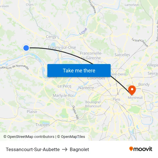 Tessancourt-Sur-Aubette to Bagnolet map