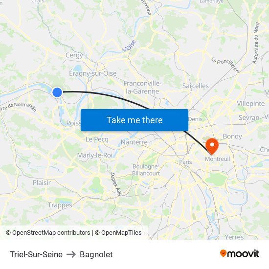 Triel-Sur-Seine to Bagnolet map