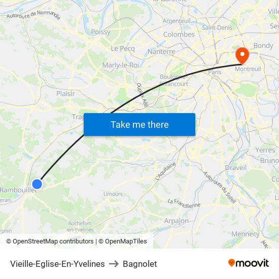 Vieille-Eglise-En-Yvelines to Bagnolet map