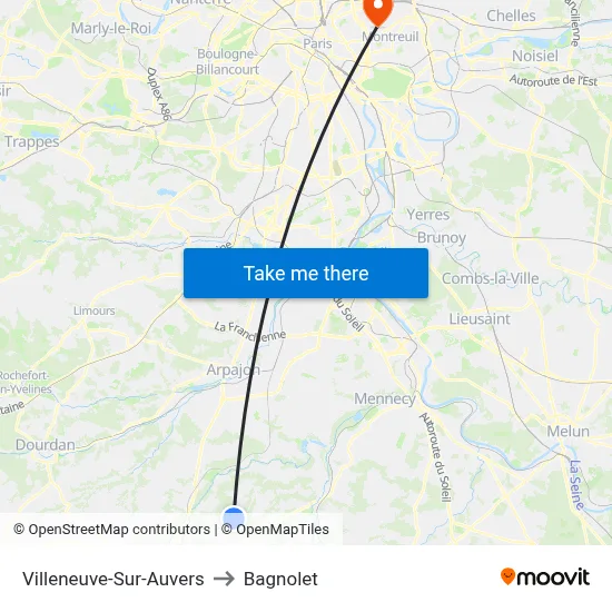 Villeneuve-Sur-Auvers to Bagnolet map