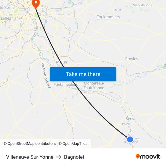 Villeneuve-Sur-Yonne to Bagnolet map