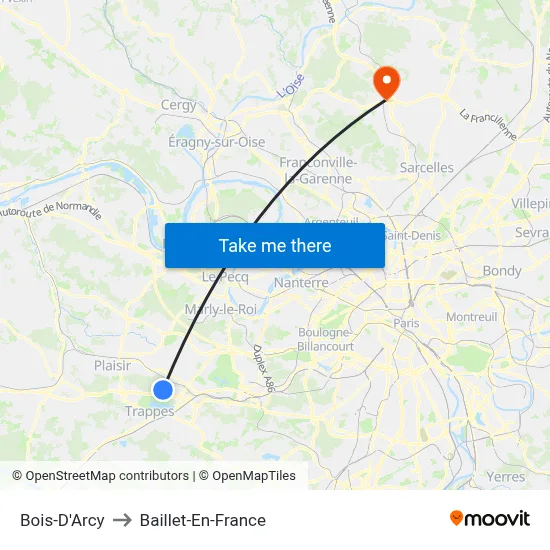 Bois-D'Arcy to Baillet-En-France map