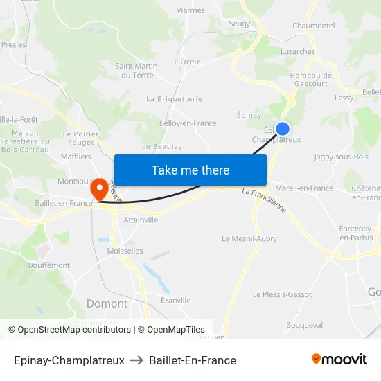 Epinay-Champlatreux to Baillet-En-France map