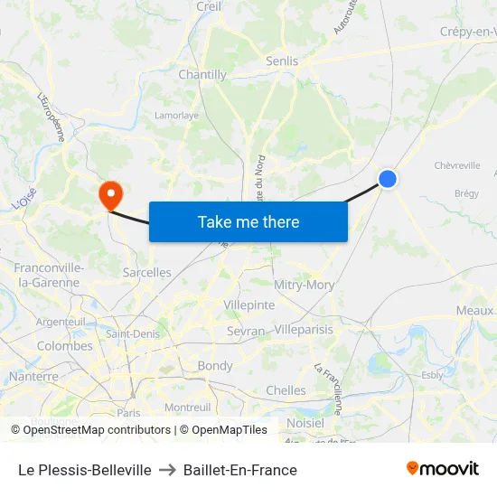 Le Plessis-Belleville to Baillet-En-France map