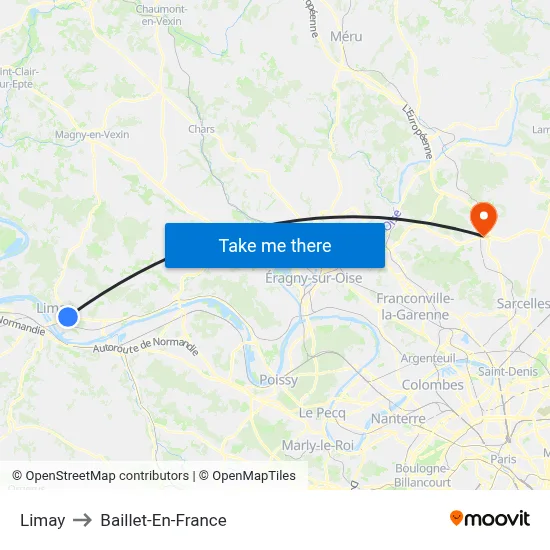 Limay to Baillet-En-France map
