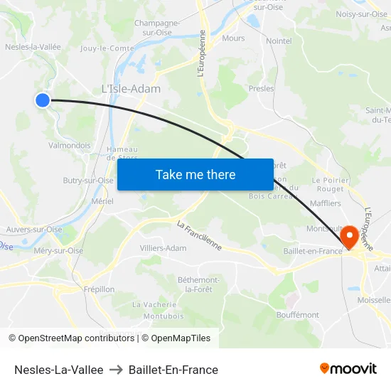 Nesles-La-Vallee to Baillet-En-France map