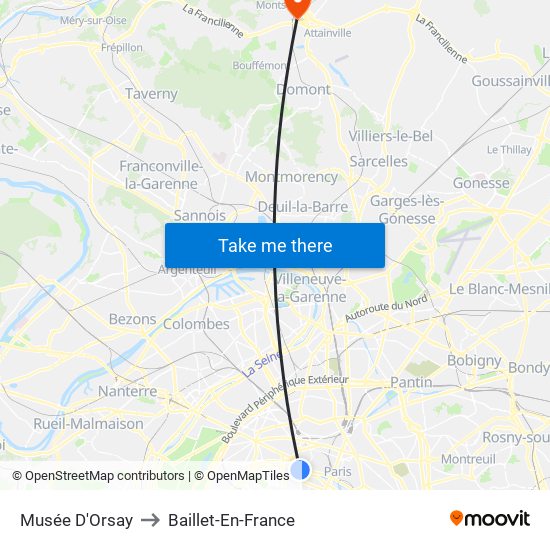 Musée D'Orsay to Baillet-En-France map