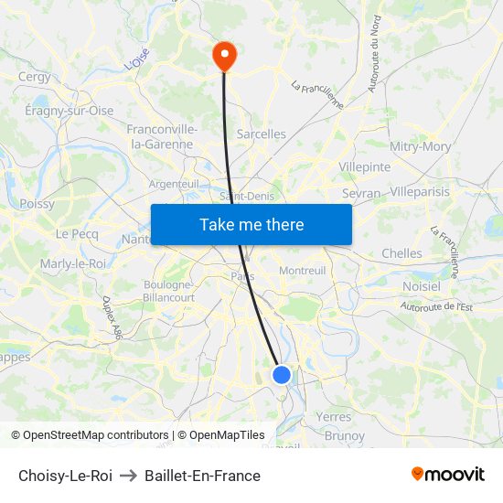 Choisy-Le-Roi to Baillet-En-France map