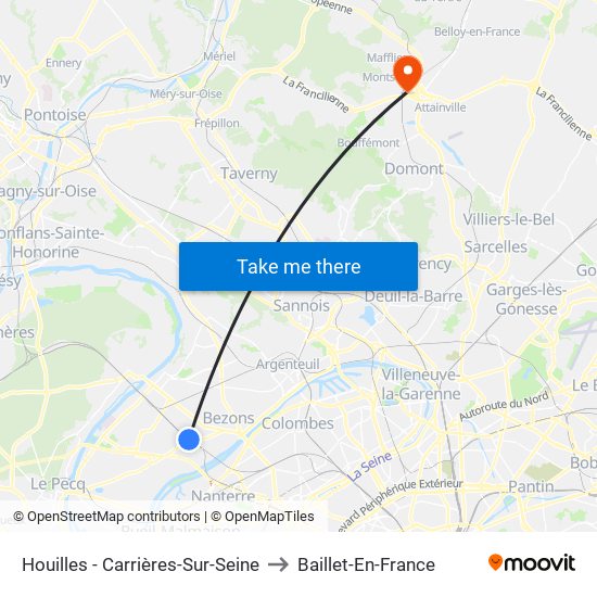 Houilles - Carrières-Sur-Seine to Baillet-En-France map