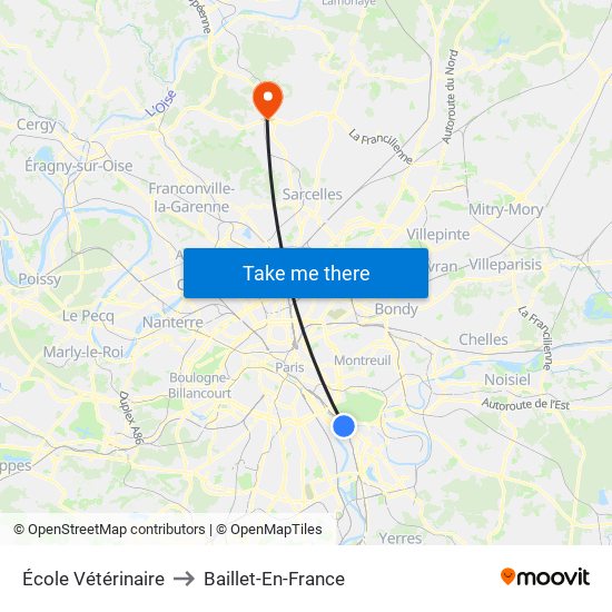 École Vétérinaire to Baillet-En-France map