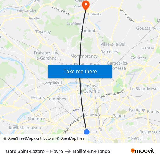 Gare Saint-Lazare – Havre to Baillet-En-France map