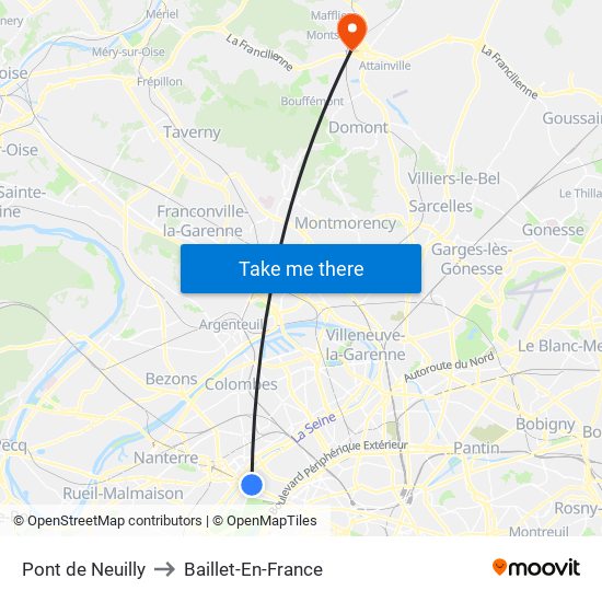 Pont de Neuilly to Baillet-En-France map