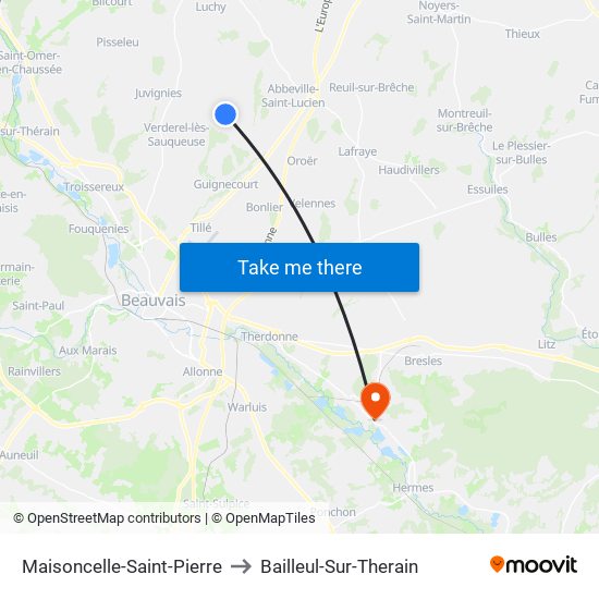 Maisoncelle-Saint-Pierre to Bailleul-Sur-Therain map