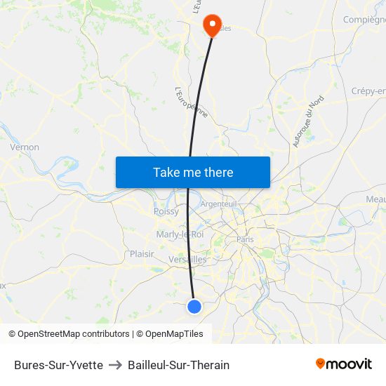 Bures-Sur-Yvette to Bailleul-Sur-Therain map