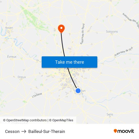 Cesson to Bailleul-Sur-Therain map