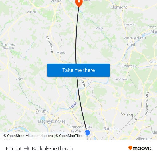 Ermont to Bailleul-Sur-Therain map