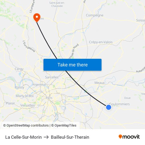 La Celle-Sur-Morin to Bailleul-Sur-Therain map