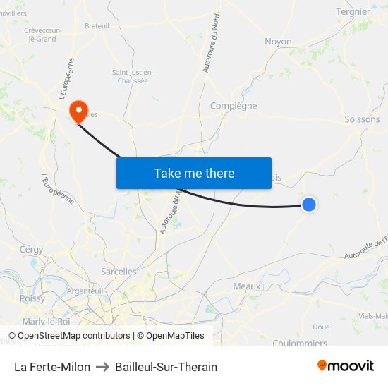 La Ferte-Milon to Bailleul-Sur-Therain map