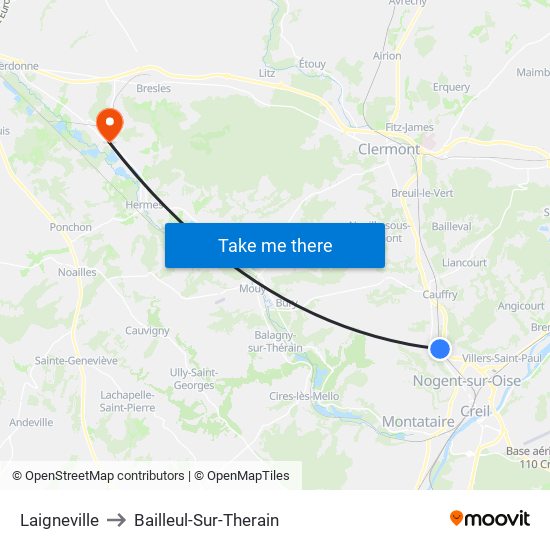 Laigneville to Bailleul-Sur-Therain map