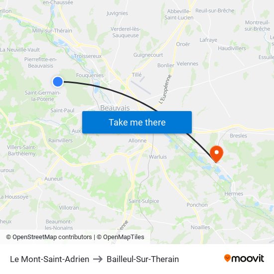 Le Mont-Saint-Adrien to Bailleul-Sur-Therain map