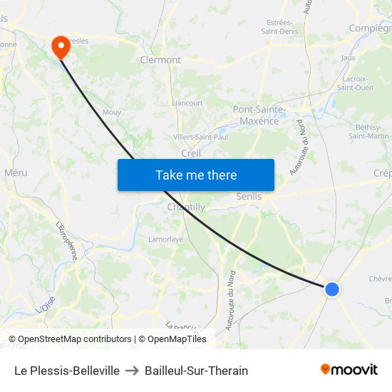 Le Plessis-Belleville to Bailleul-Sur-Therain map