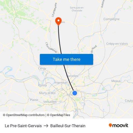 Le Pre-Saint-Gervais to Bailleul-Sur-Therain map